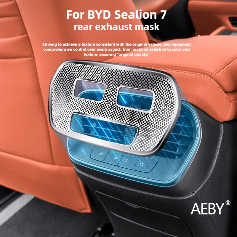 

AEBY For BYD Sealion 7 2024 Car Rear Air conditioner dust cover Stainless Steel Anti-Dust Grille Guard Interior Decor