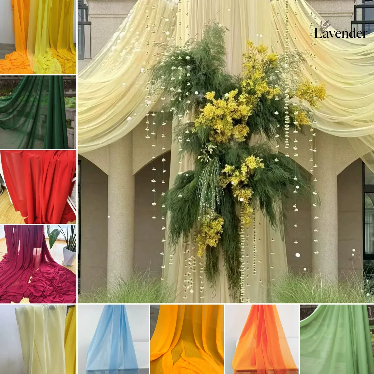 Solid Color Snow Chiffon Drapery Fabric Semi‑Sheer Yarn Cloth for Wedding Decor Bridal Gown & Handmade DIY Material