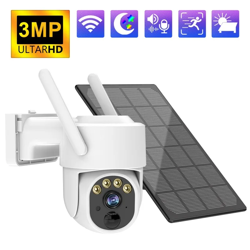 

Solar Camera Sim Outdoor WiFi 3MP 2K IP Camara Solar Panel CCTV Security Built in Battery PIR Camera O-KAM Pro