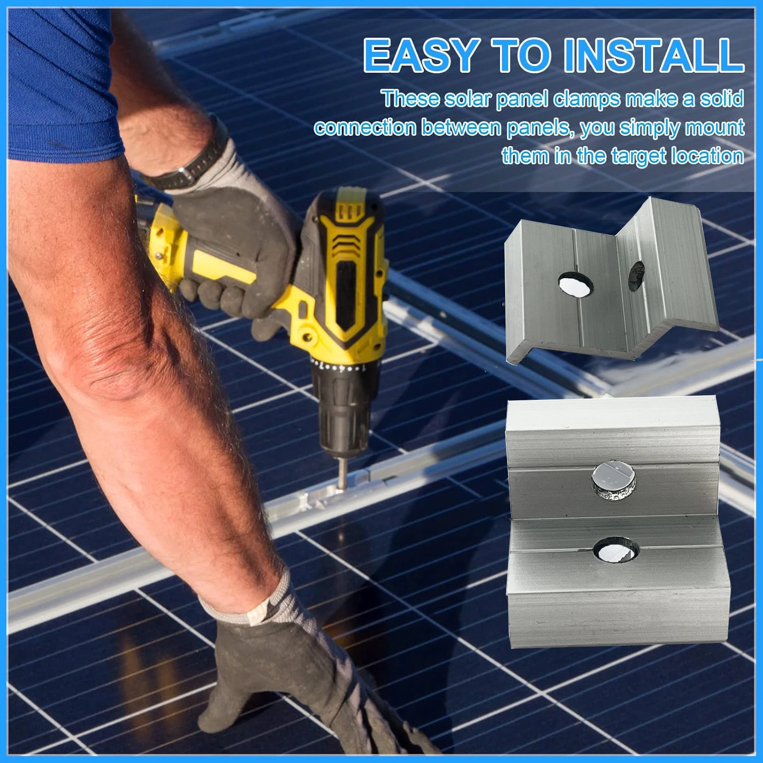 50/30/10Pcs Solar Panel Mount Accessories PV End Clamp Aluminum Alloy Solar-Panel Racking Mounts Accessories PV End Clamp