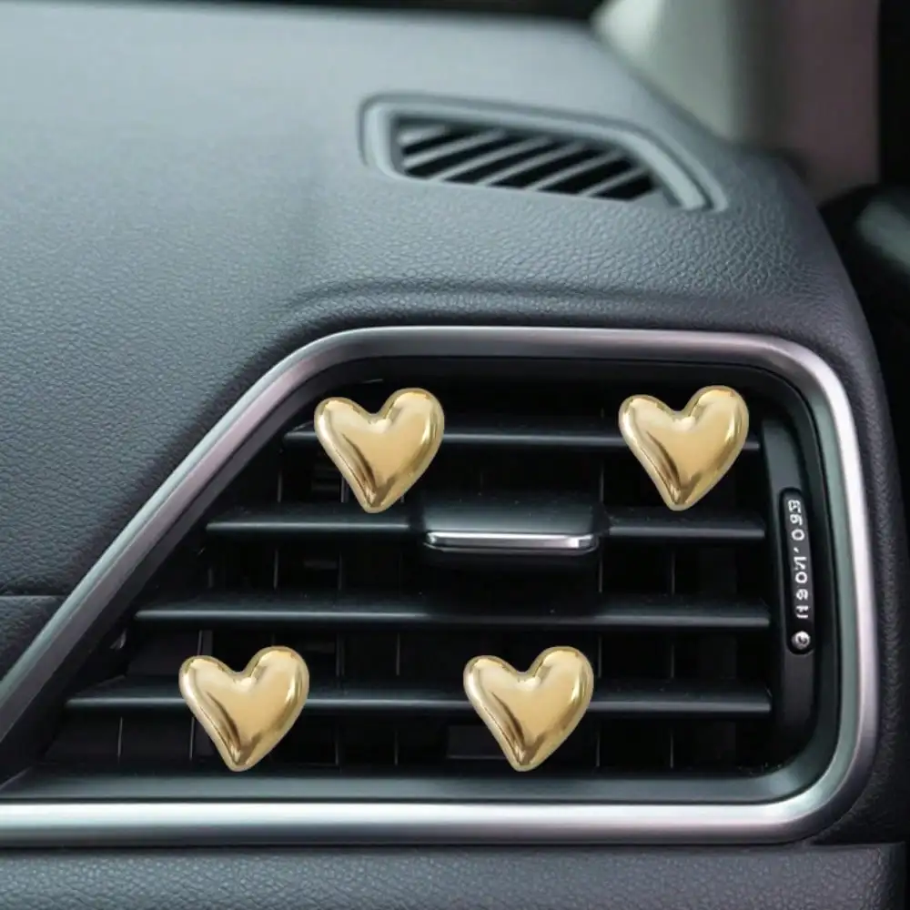 4pcs Gold and Silver Heart Air Vent Clips, Cute Car Accessories, Suitable for Car Accessories, No Scent - For Decoration Only. F