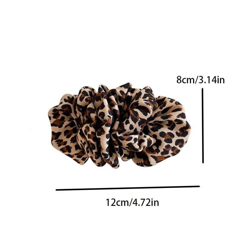Retro Pleated Leopard Print Banana Clip for women Elegant Ponytail Clip Fashion Girls Back of The Head Hair Clip