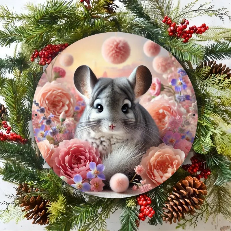 2D Flat Print Metal Iron Sign Room Decor 1pc Chinchilla Themed Foil Engraving, Sign, Reusable Wall Art  Cafe, Garage Decor,