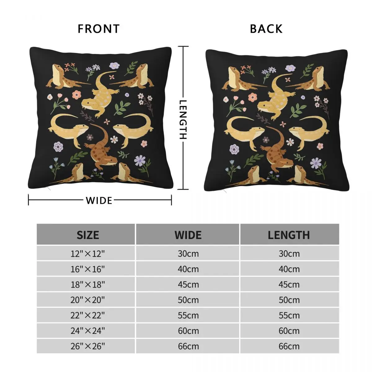 Bearded Dragon Lizard Reptile Square Pillowcase Polyester Linen Velvet Printed Decor Pillow Case Sofa Cushion Wholesale 45x45