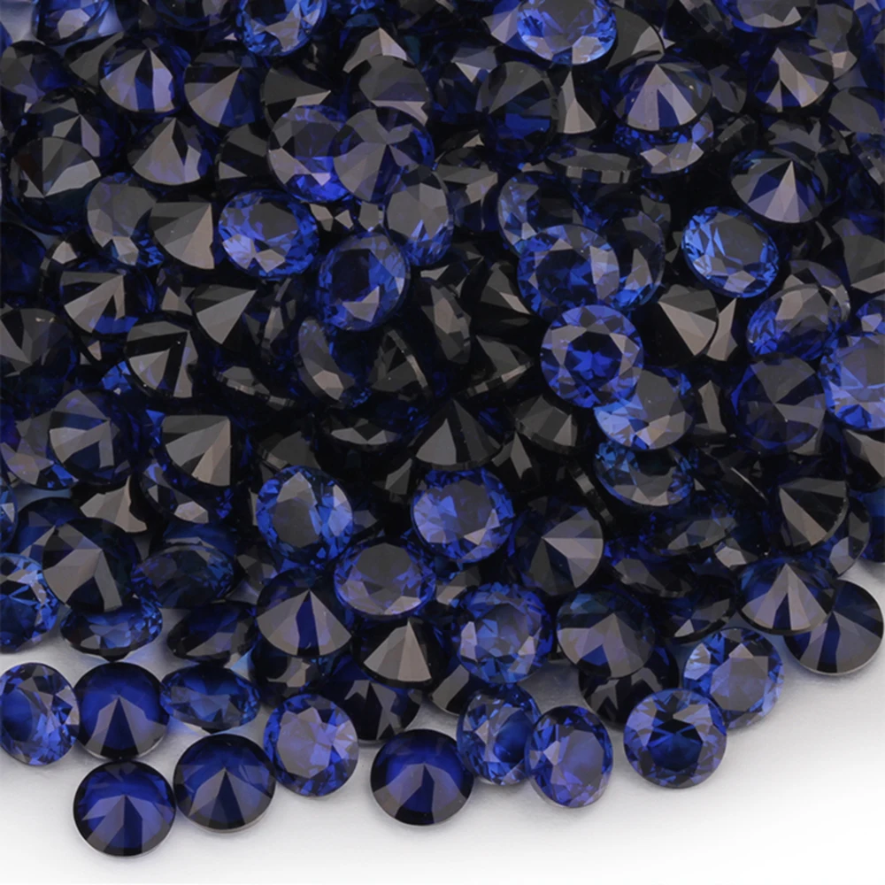 50pcs Dark Blue Corundum Gemstone Round Brilliant Cut 3.5mm-10mm 34# Sapphire