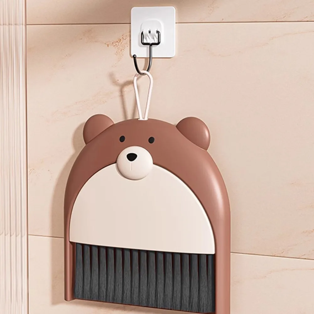 Practical Teddy Bear Broom Dustpan Set Foldable Multifunctional Desktop Garbage Shovel PP Small Dustpan Household