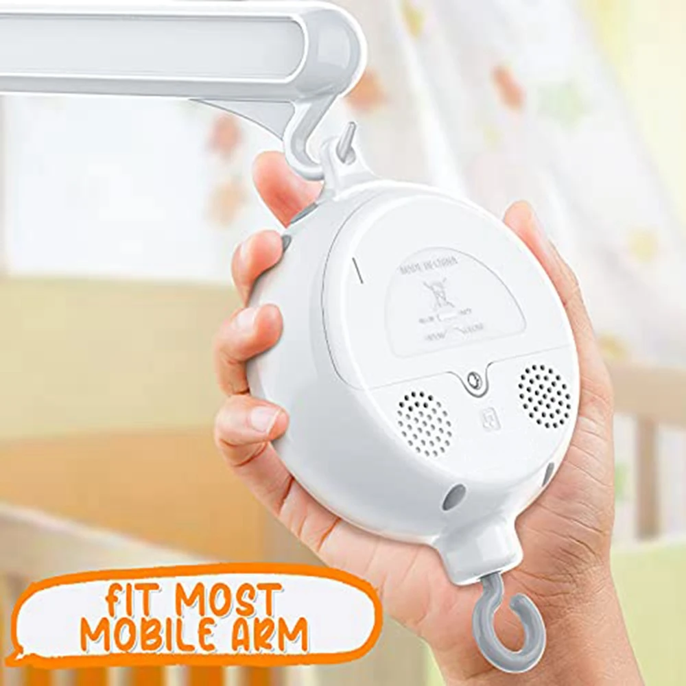 N89r berço móvel motor caixa de música do bebê girador com 3 modos de volume ajustável 12 canções de ninar desligamento automático após 30 minutos
