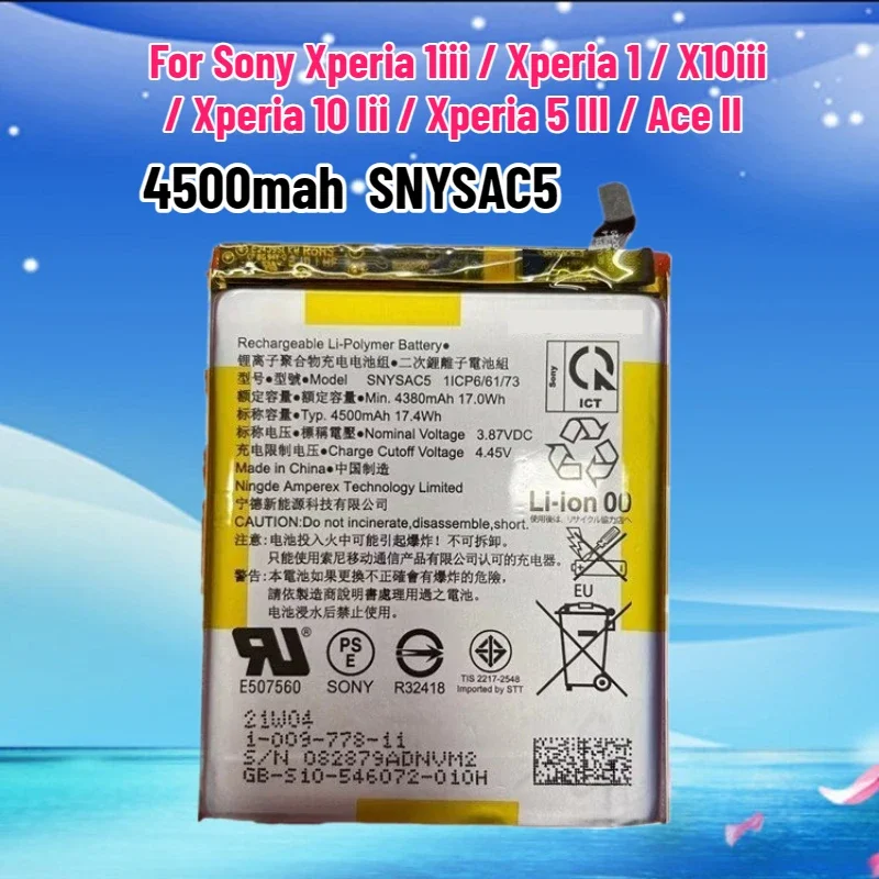 SWZY 4500mah Battery SNYSAC5 for Sony Xperia 1iii / 1 / X10iii / 10 Iii / 5 III / Ace II Battery