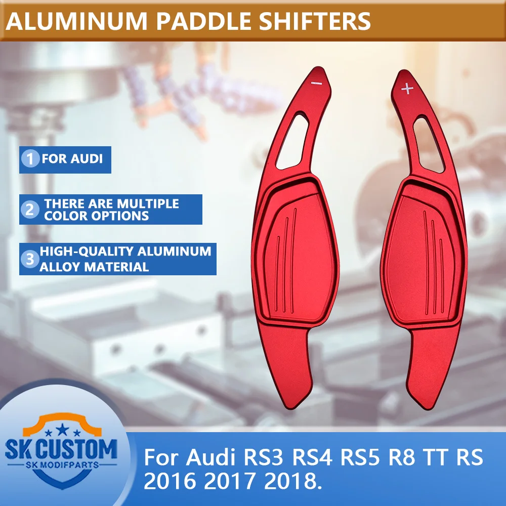 SK CUSTOM For Audi RS3 RS4 RS5 R8 TT RS 2016 2017 2018 Aluminum Steering Wheel Paddle Extension Shifter Extended Paddle Shifters