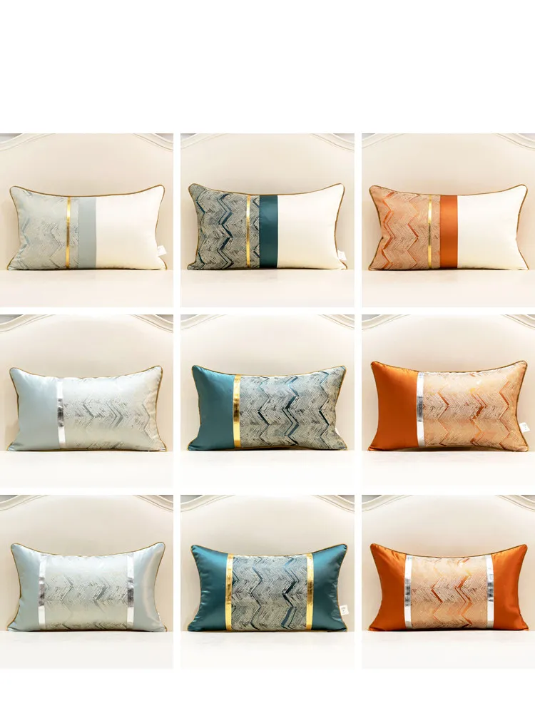 European-style Living Room Sofa Throw Pillows Light Luxury Cushion Covers Car Lumbar Pillowcase Model Room Backrest Waist Pads