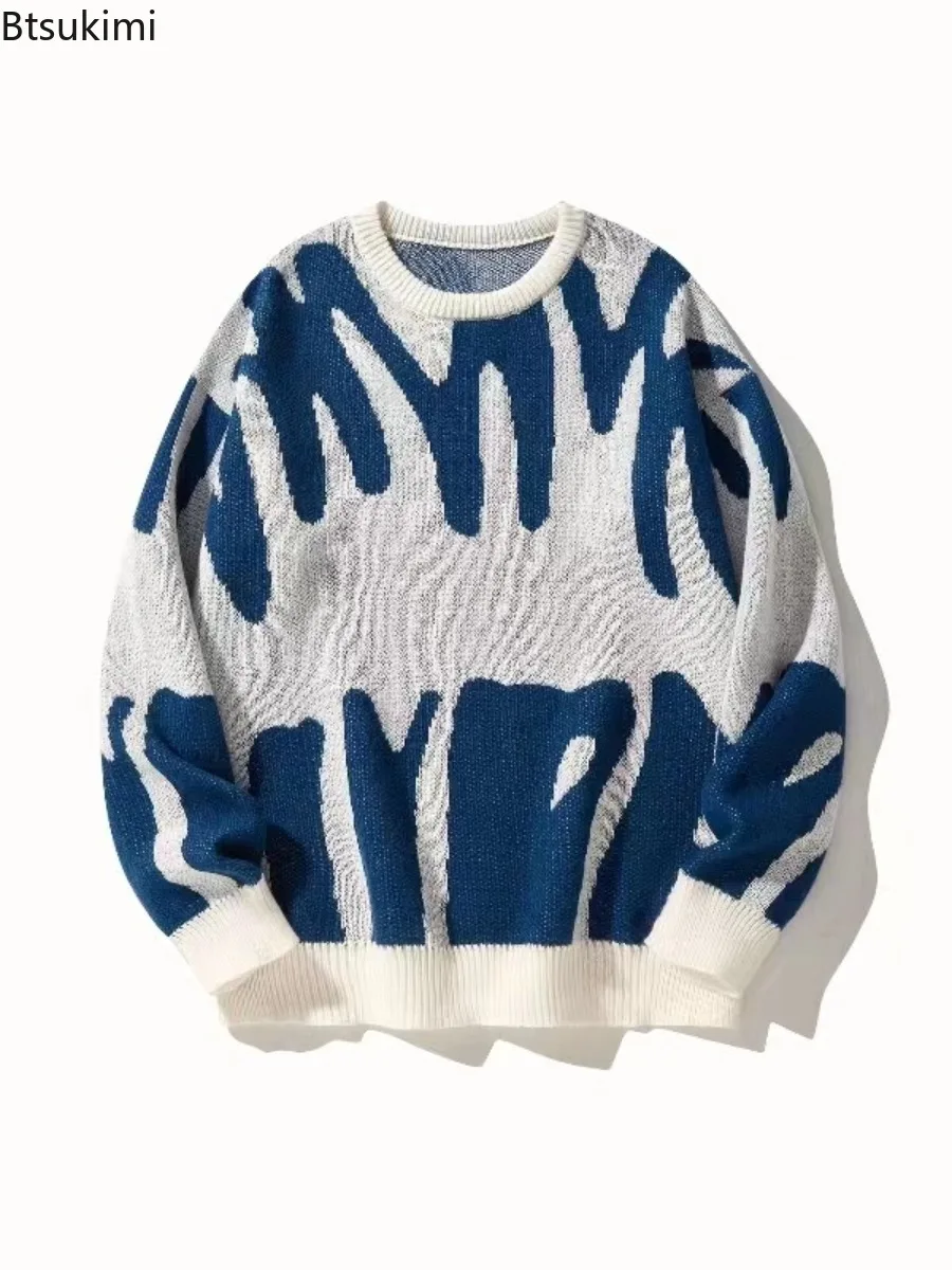 Neue Herbst Winter männer Koreanische Lose Oansatz Gestrickte Pullover Casual Colorblocking Pullover Mann Streetwear Persönlichkeit Stricken Tops