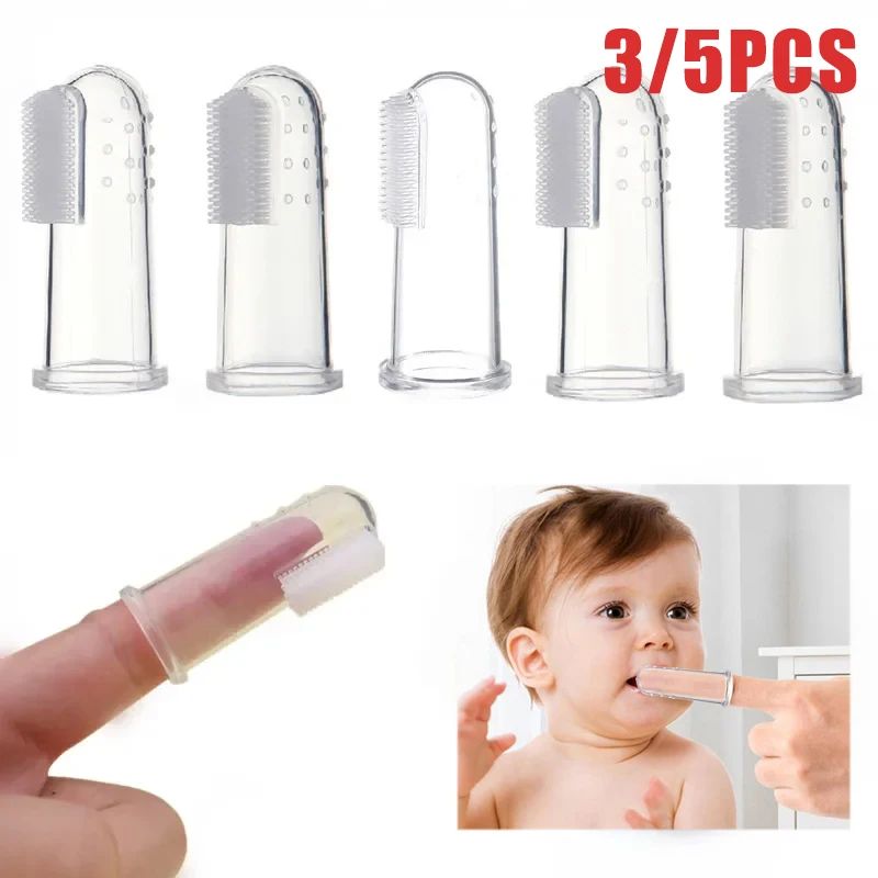 

3/5pcs Transparent Baby Finger Toothbrush Safety Silicone Infant Training Tooth Brush Clear Massage for Oral Care