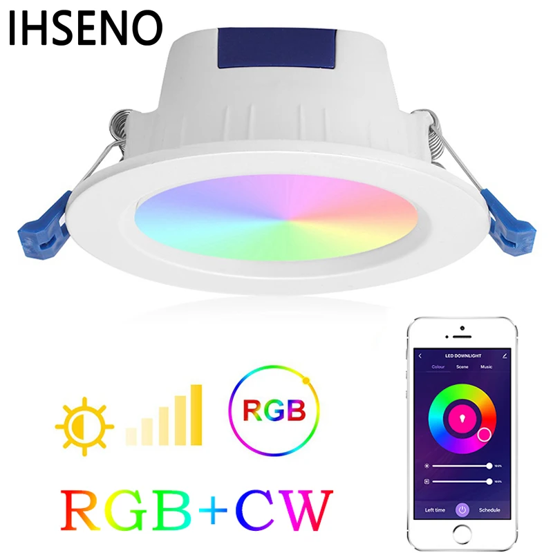 

IHSENO Tuya Zigbee 3.0 10W 12W Downlight RGBCW Smart Downlight Voice Remote Control Compatible With Alexa Google Home