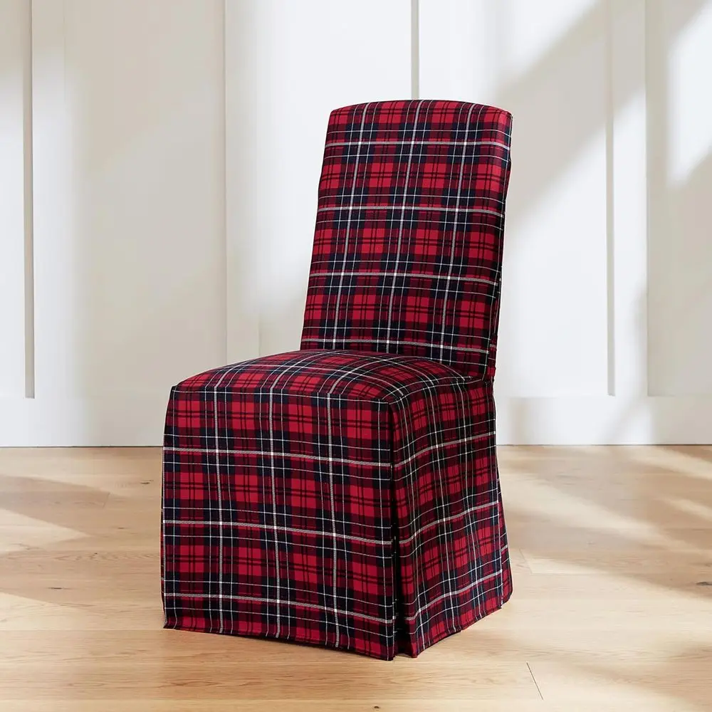 

SureFit Cove Cotton Canvas Long Dining Room Chair Covers, Dining Chair Cover with 17 Inch Long Skirt and Corner Pleats, Removabl