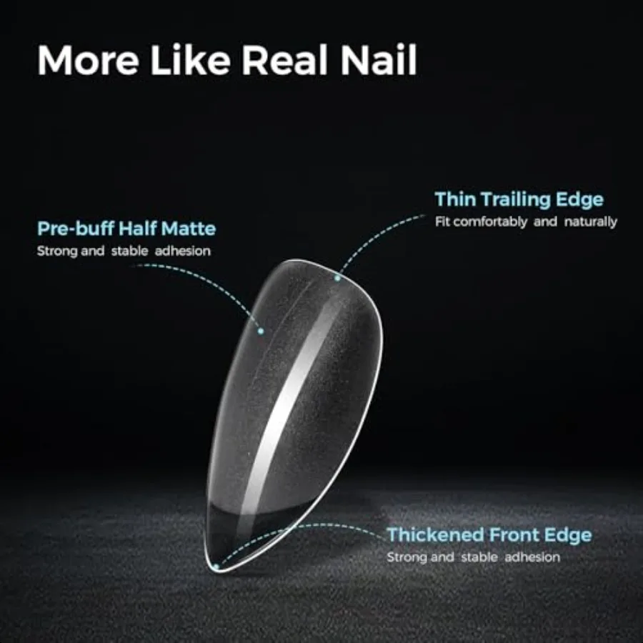 Korte amandel nageltips 15 maten 240 stuks acryl nagelkit met amandel nageltips Heldere PrOn nagels voor verlenging DIY manicureset G