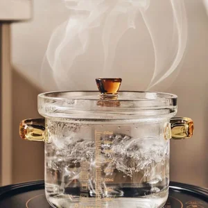 غطاء مقاوم للحرارة مع مقياس ، أواني طهي صغيرة من البورسليكات ، مقبض عالي البورسليكات ، مطبخ وطعام ، تجهيزات مطابة أفضل 8 تجهيزات مطابخ زجاجية للبيع - رقم 5