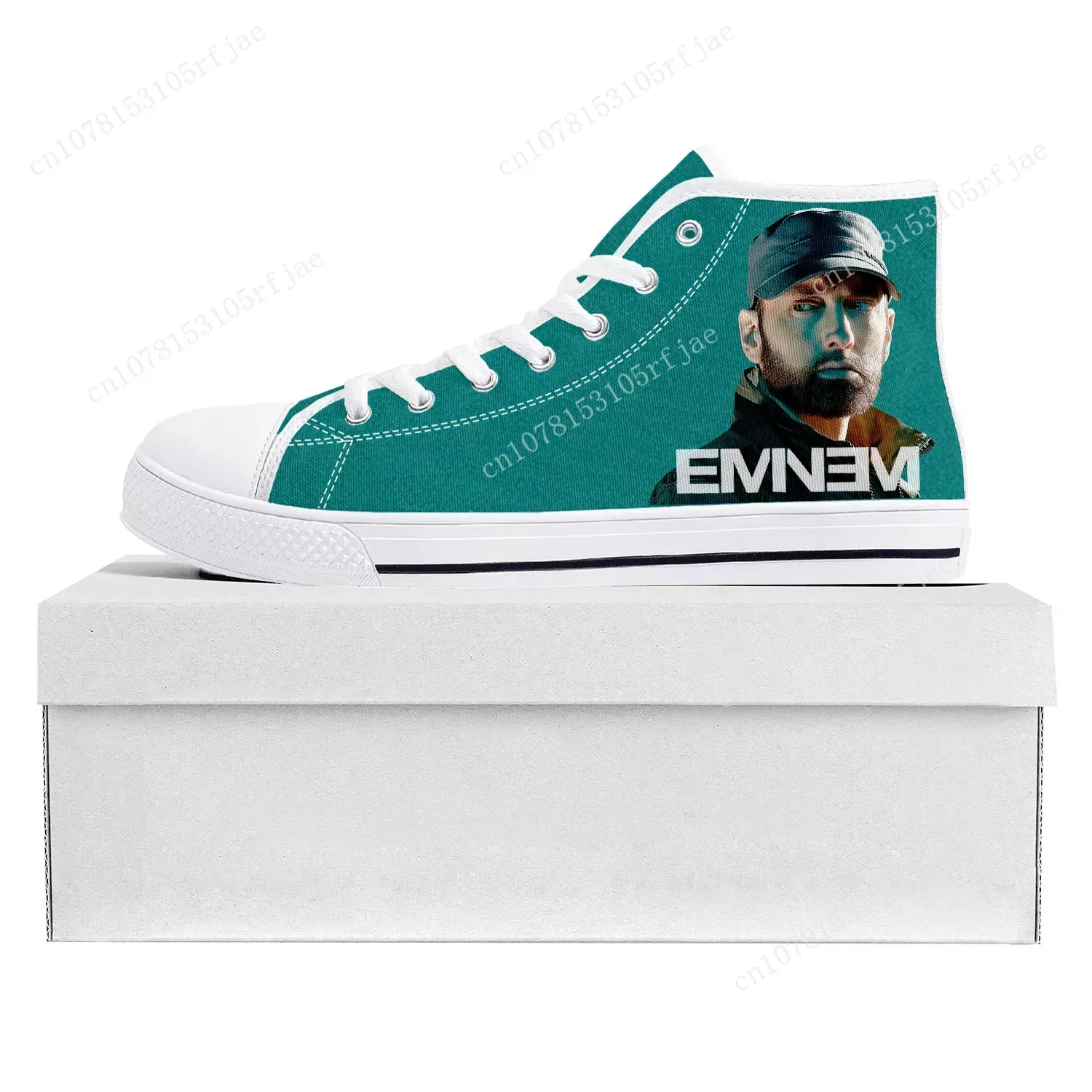 Eminem Hip Hop Rapper Music Popular High Top High Quality Sneakers Mens Womens Teenager Canvas Sneaker Couple Shoes Custom Shoe