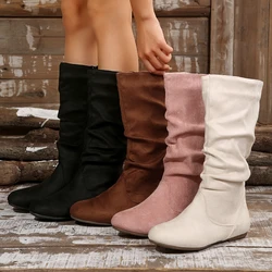 Low Heel Side Zip Women Boots New Four Season Comfortable Women Shoes Fashion Outdoor Sexy Mid Calf Boots Woman Botas De Mujer