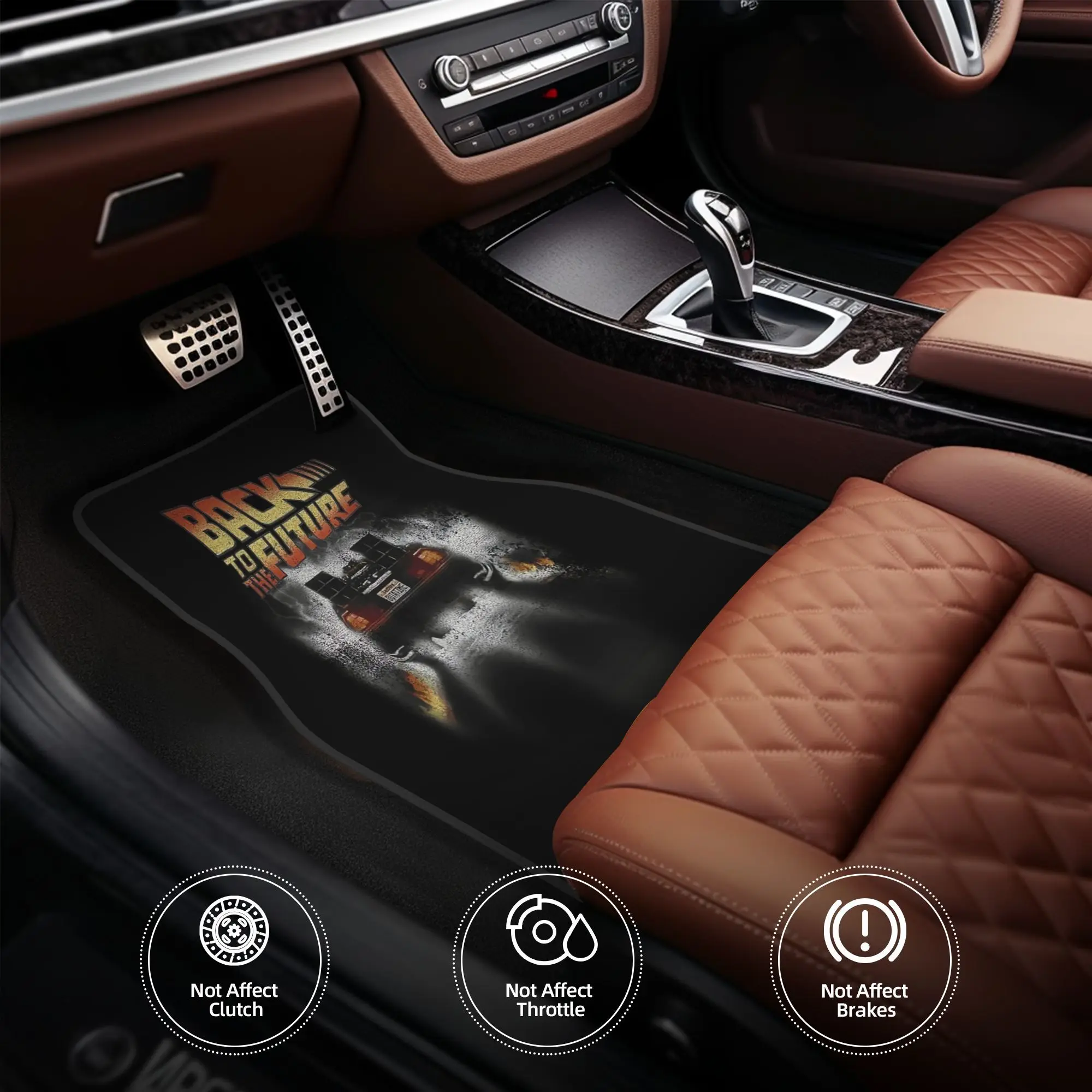 Set Of 4 Humorous Car Floor Mats Featuring Iconic Movie Car Characters, Made From Sturdy Polyester Fiber, Suitable For Vehicles,