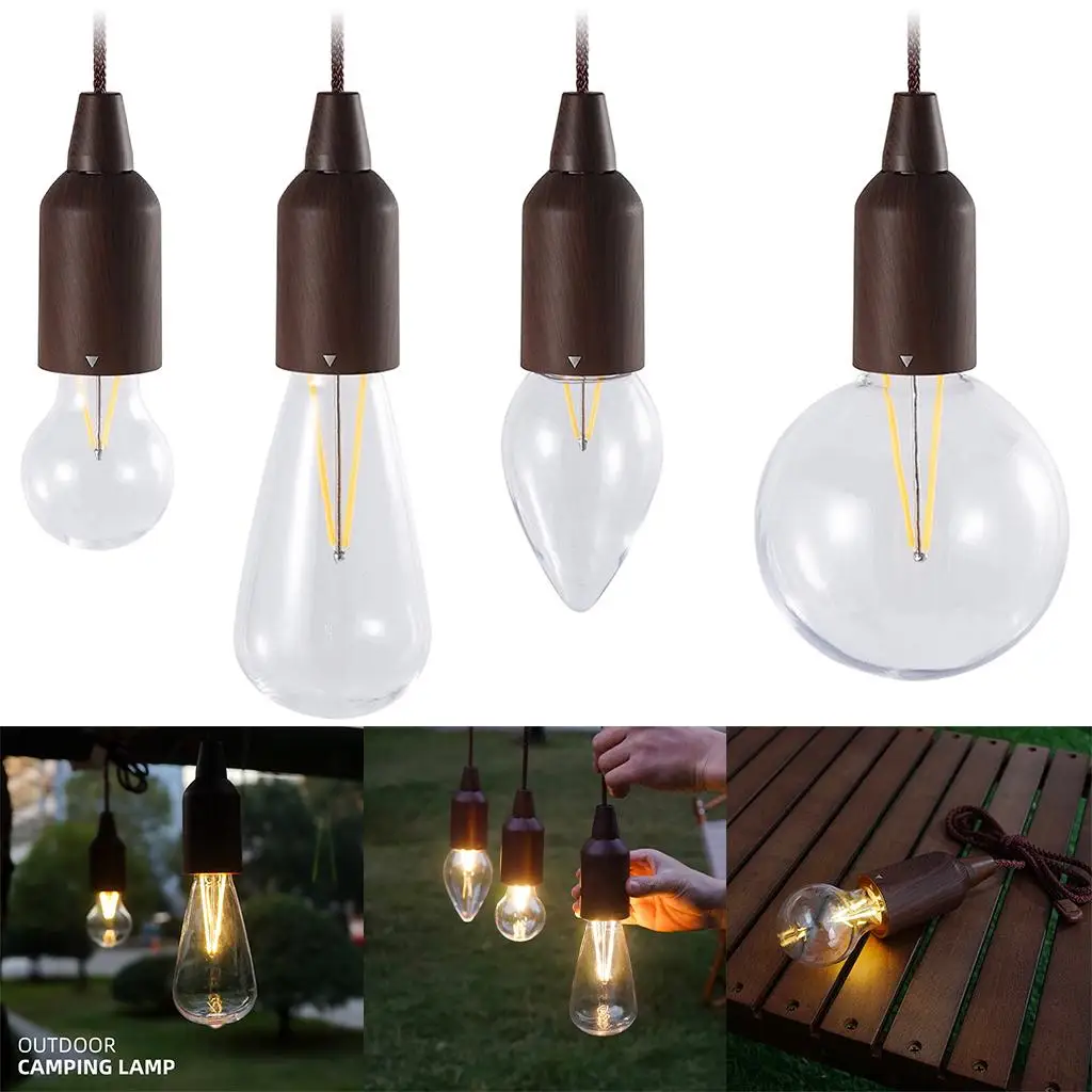 Pull Cord Light Hanging Bulb Tent Camping Lamp Battery Operated