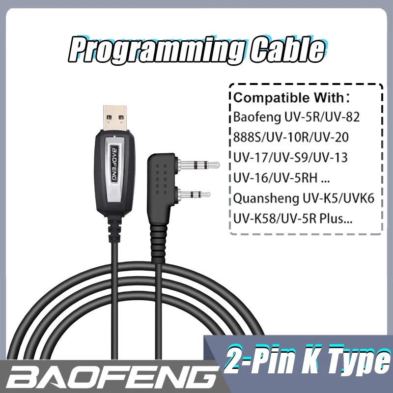 

USB Programming Cable for Baofeng Original UV-18 Pro Max UV-5RH Pro Max UV-17 Quansheng UVK6 UV5R Plus Walkie Talkie Accessories
