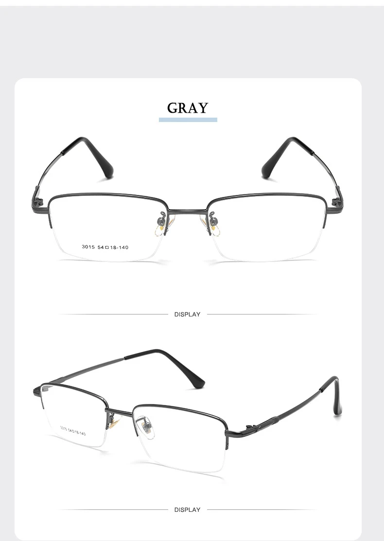2022 neue Männer Halb Randlose Frame Brille Optische Brillen Hohe Qualität Halb Rand Mann Brillen mit Rezept Männlichen Specs – Detail 8