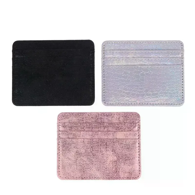 Durable Ultra-thin Leather Card Wallet Slim 4-Slot Bank ID Card Holder Anti-scratch Portable for Office Travel Daily