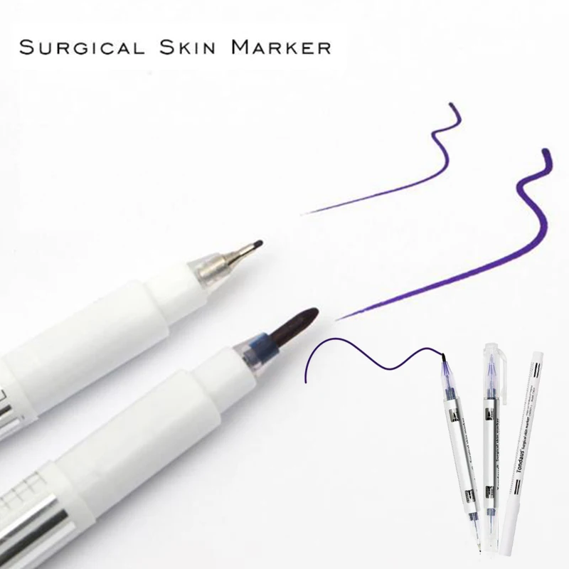 Double Head Surgical Eyebrow Tattoo Skin Marker Pen Tool Accessories Tattoo Pen With Measuring Ruler Microblading Positioning