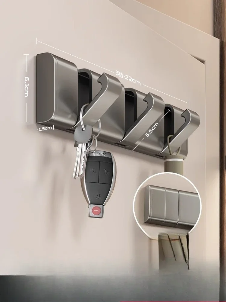 Perforated entrance, strong viscose, no punching, no trace, back door coat hook, folding bathroom row hook