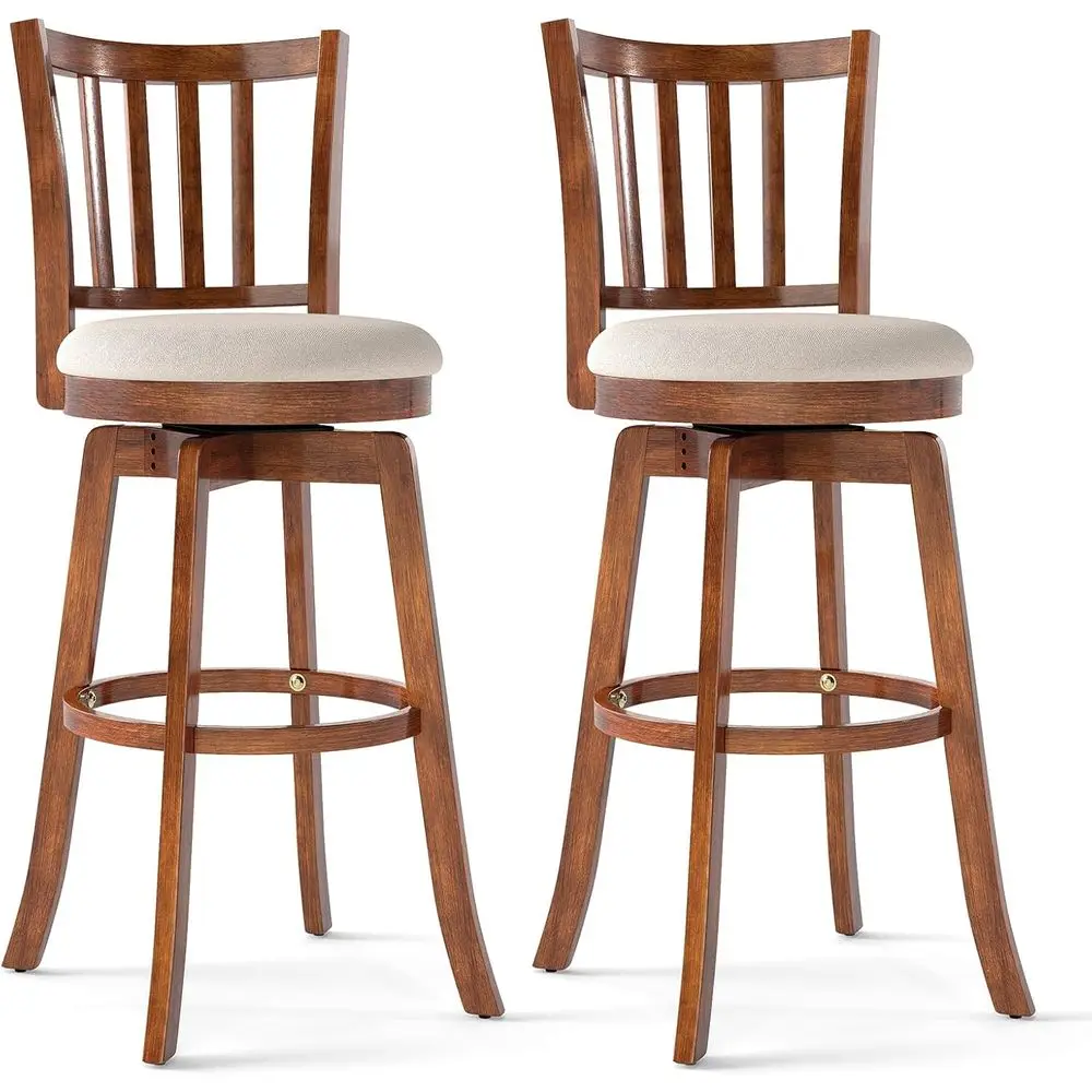 

Pair of 30.5 Swivel Bar Stools with Upholstered Seats and Backrests, Ideal for Kitchen Islands or Dining Rooms
