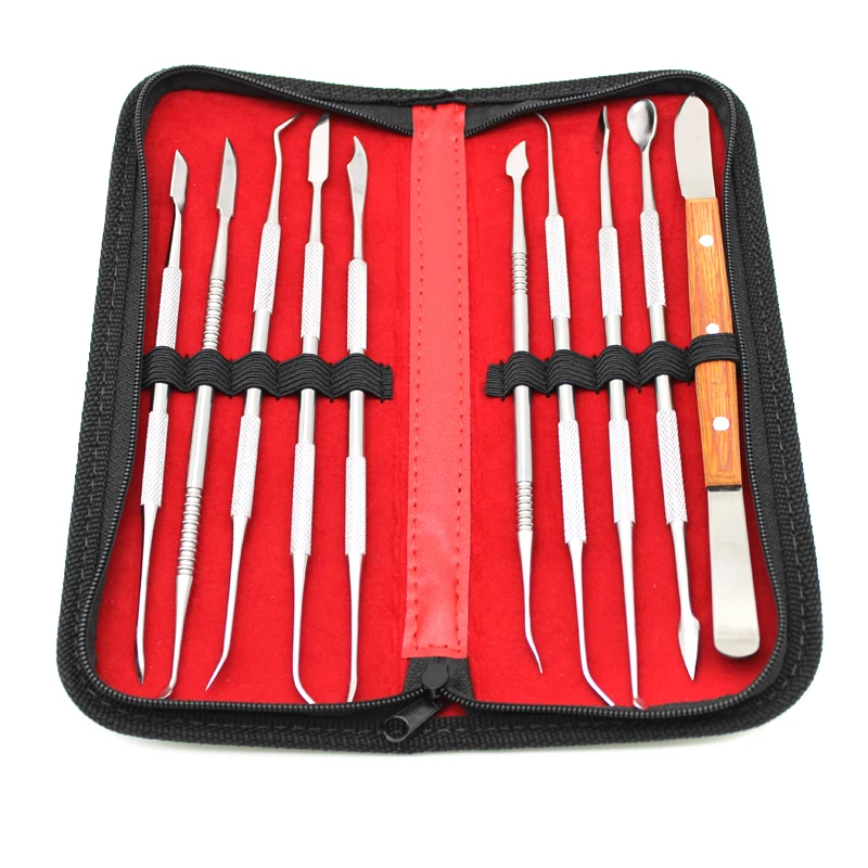 10pcs Dental Spatula Plaster Knife Practical Stainless Steel Versatile Teeth Wax Carving  Set Instrument Dentist Tools