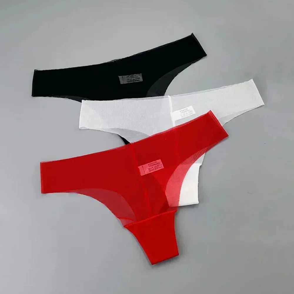 Tanga transparente de cintura baja para mujer, bragas de malla sexys, Tanga de malla transparente, lencería transparente, 3 uds.