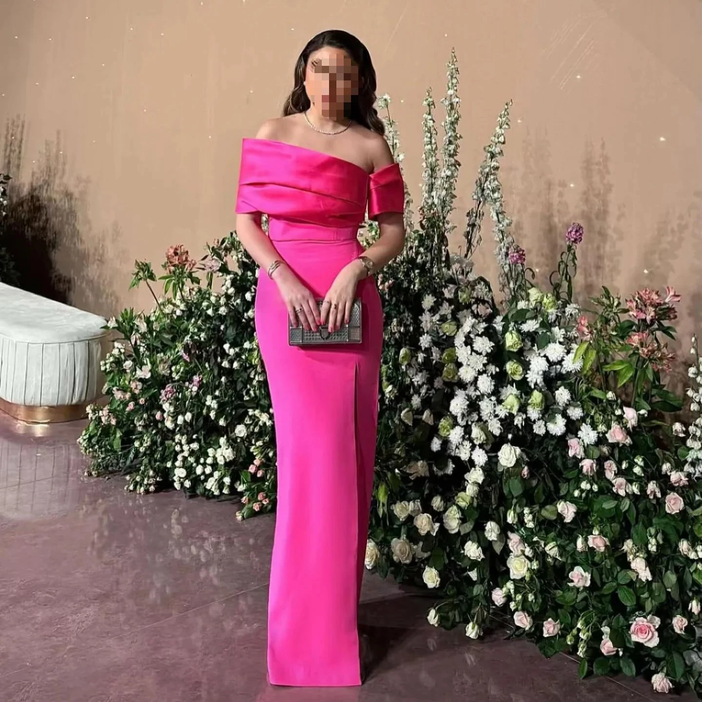 

Sharon Said Luxury Saudi Arabia Fuchsia Off -shoulder Mermaid Evening Dress for 2025 Dubai Wedding Party Gowns SF108 Customized