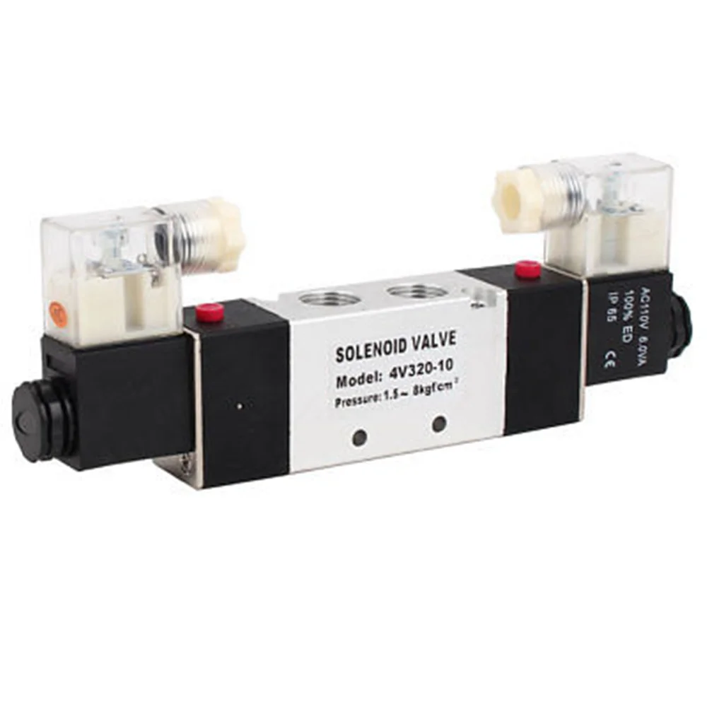 DC12V/24V AC24V/36V/110V/220V/380V 2 Position 5 Way Neutral Electric Solenoid Air Control Valve 4V320-10 3/8