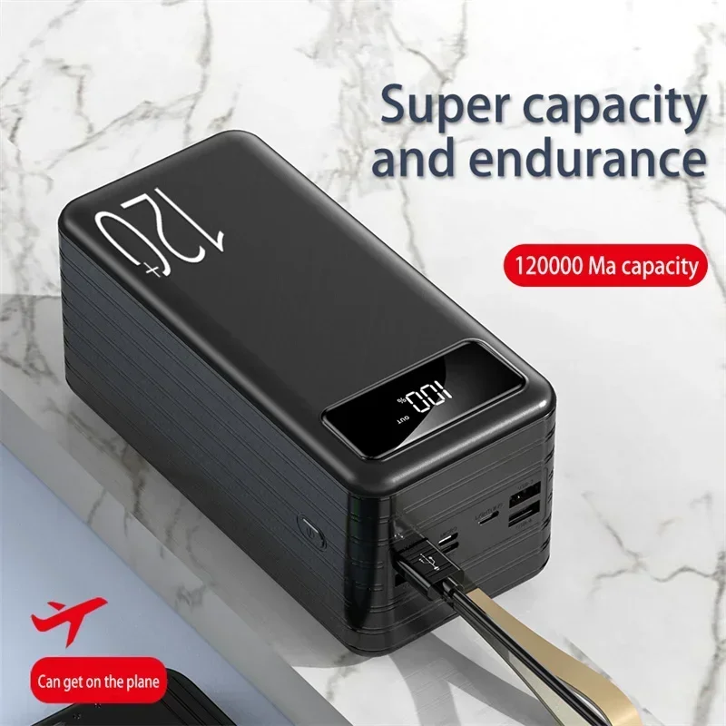 120000mAh Power Bank 120W Super Fast Charging, 100% Sufficient Capacity, Portable Battery Suitable for IPhone, Xiaomi, Huawei