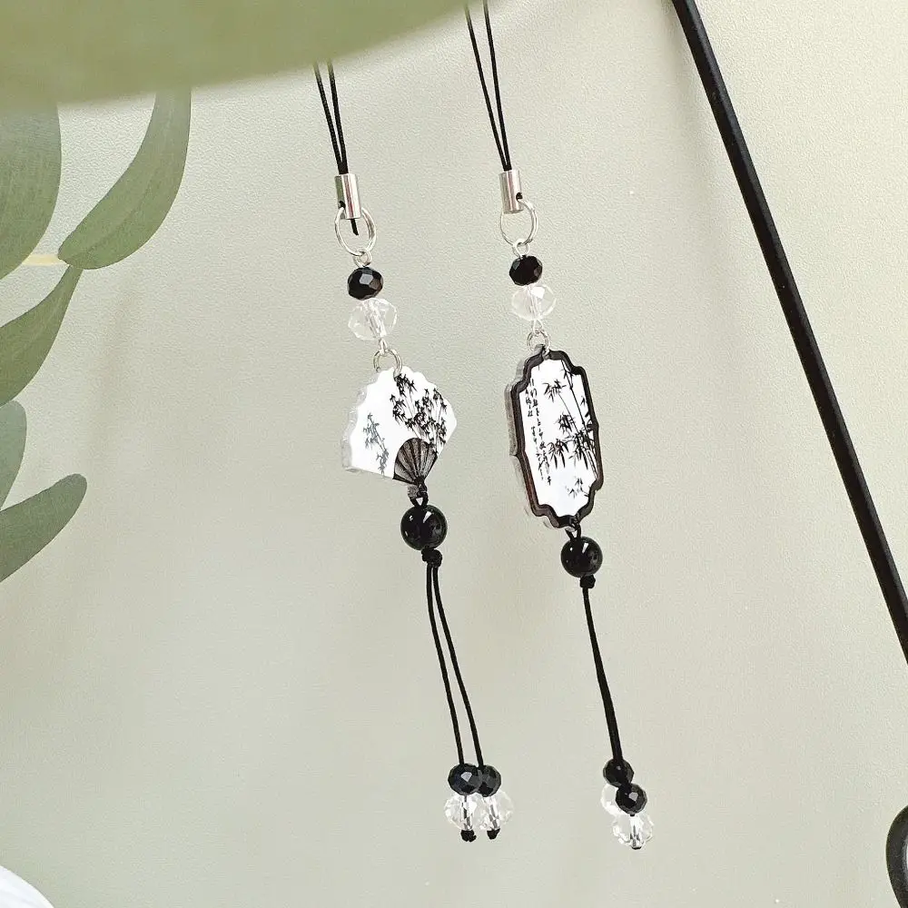 Acrylic Chinese Style Butterfly Pendant Phone Charm DIY Handmade Retro Beaded Phone Chain Short Style Trinket