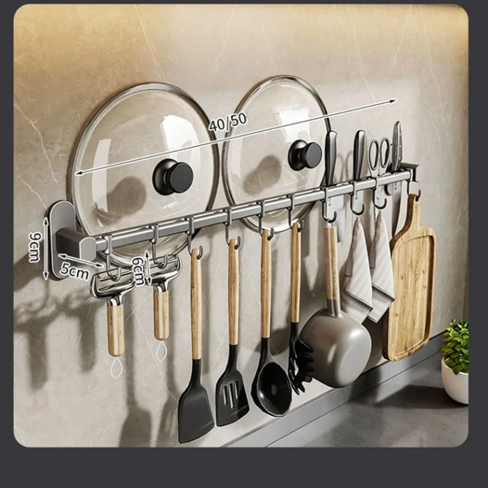 Kitchen Organizer Hooks Wall Hangers Rack for Kitchen Utensils Knife Holder Cutting board Spoon Lid Storage Accessories No Drill