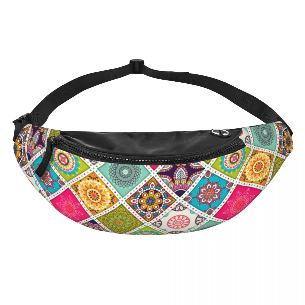 Custom Arabic Indian Ethnic Floral Mandalas Pattern Fanny Pack for Traveling Women Men Crossbody Waist Bag Phone Money Pouch