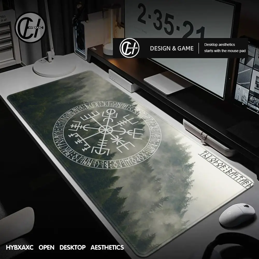 Viking-Vegvisir Logo Mousepad INS Tide Large Thickened Mouse Pad Oversized Gaming Keyboard Notebook Table Mat for PC Computer