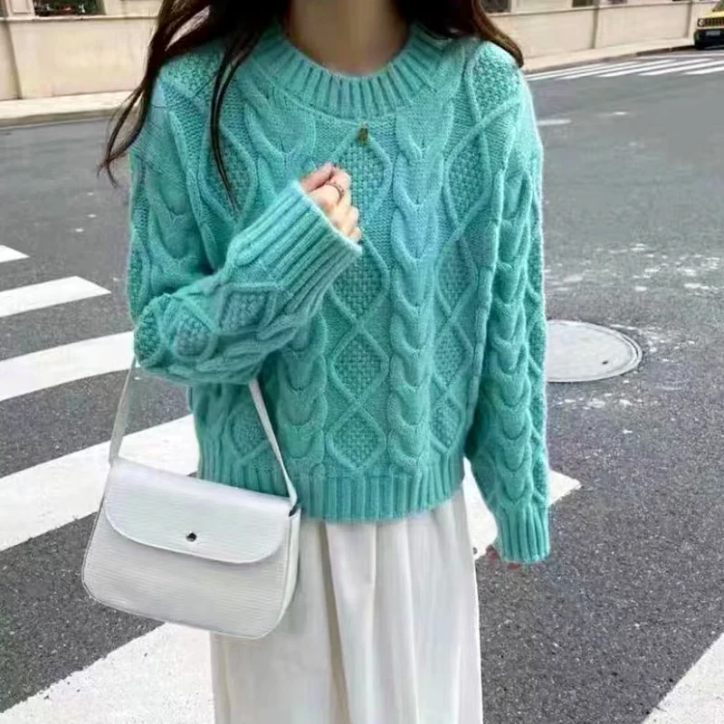 2023 New Women's Clothing Crew Neck Long Sleeve Autumn Winter Loose Casual Young Style All-match Solid Color Sweaters Jumpers