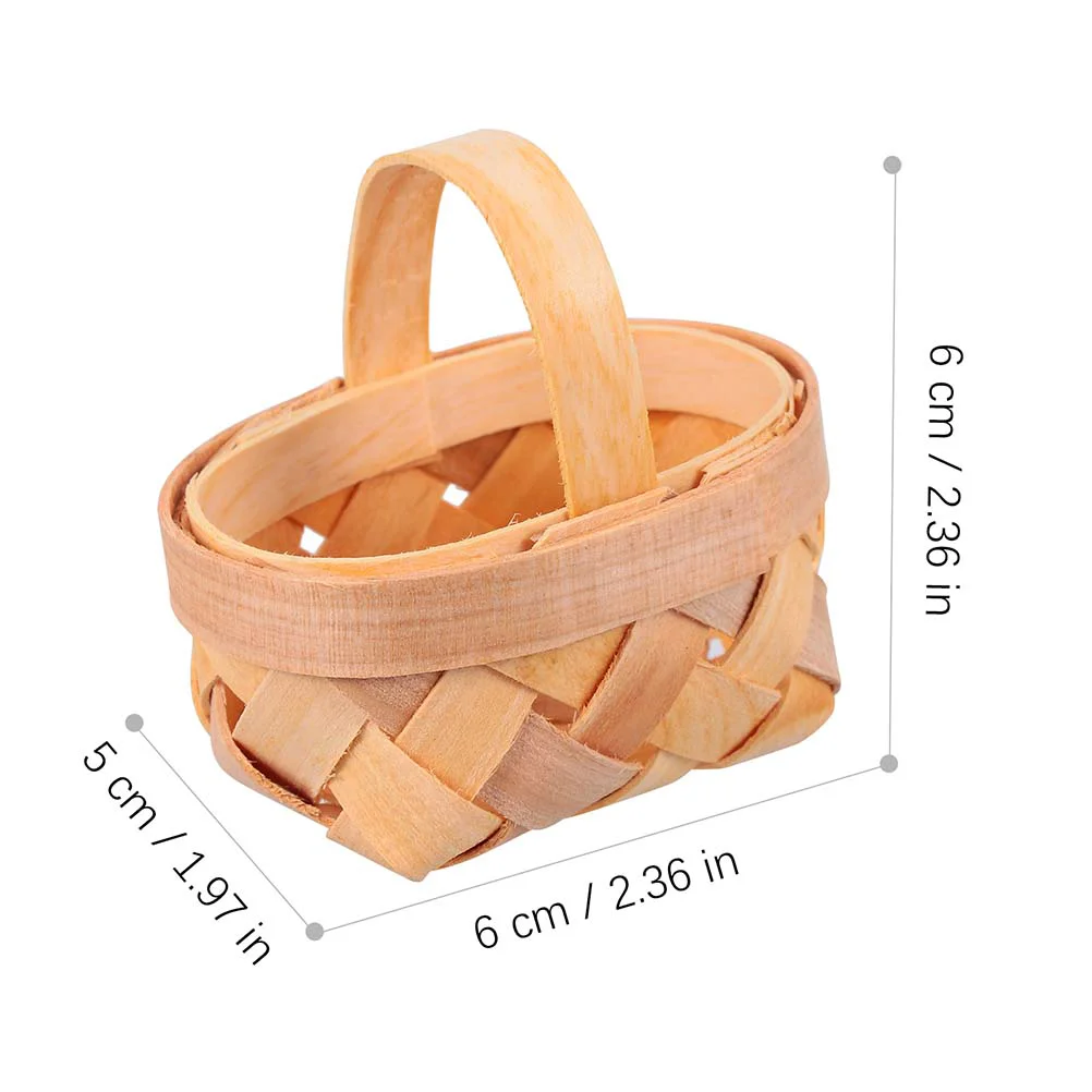 Hand Woven Basket Candy Chip Handmade Bamboo Mini Baskets with Handles Case Packing Retro Decor