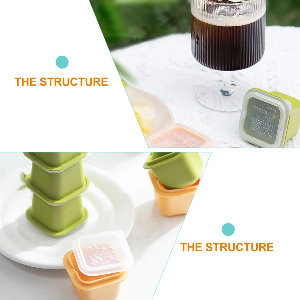 6 قطع من أدوات صنع مكعبات الثلج قالب واحد مع غطاء مستلزمات الثلج الصيفية مجموعة حاوية الفريزر القابلة للتكديس مستلزمات الصيف #5