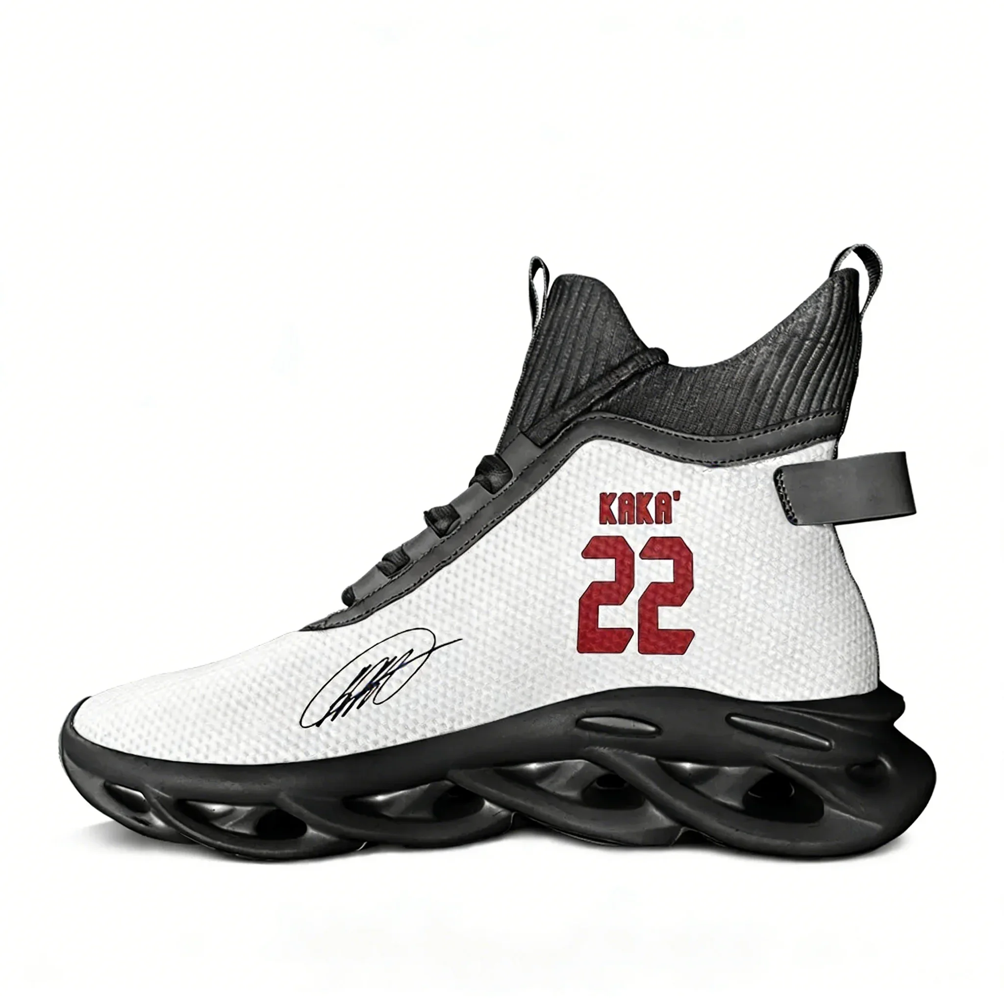 

Kaka No.22 High Top Running Shoes Mens Womens Casual Sneaker Brazil Soccer Star Customized Made Elastic Sole Shoe Black