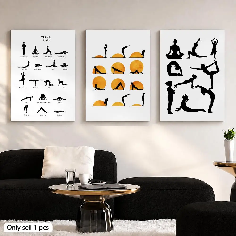 Pilates Simple Framed Wall Painting Canvas Art Poster Solid Wood Frame for Room Living Home Decor