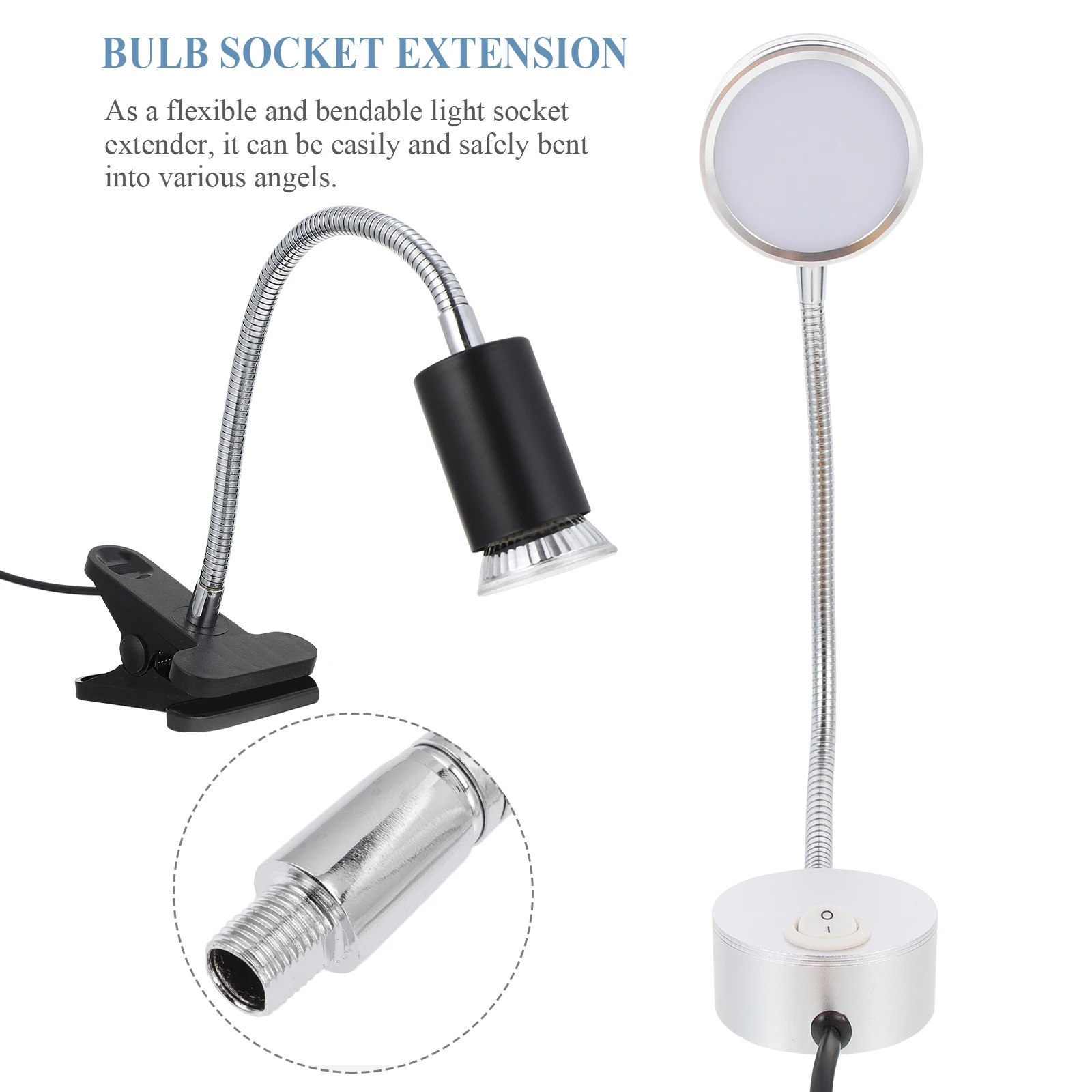 

2Pcs LED Desk Lamp Clamp Adjustable Metal Hose Spotlight Gooseneck Simple Practical Design Easy Adjustment Flexible