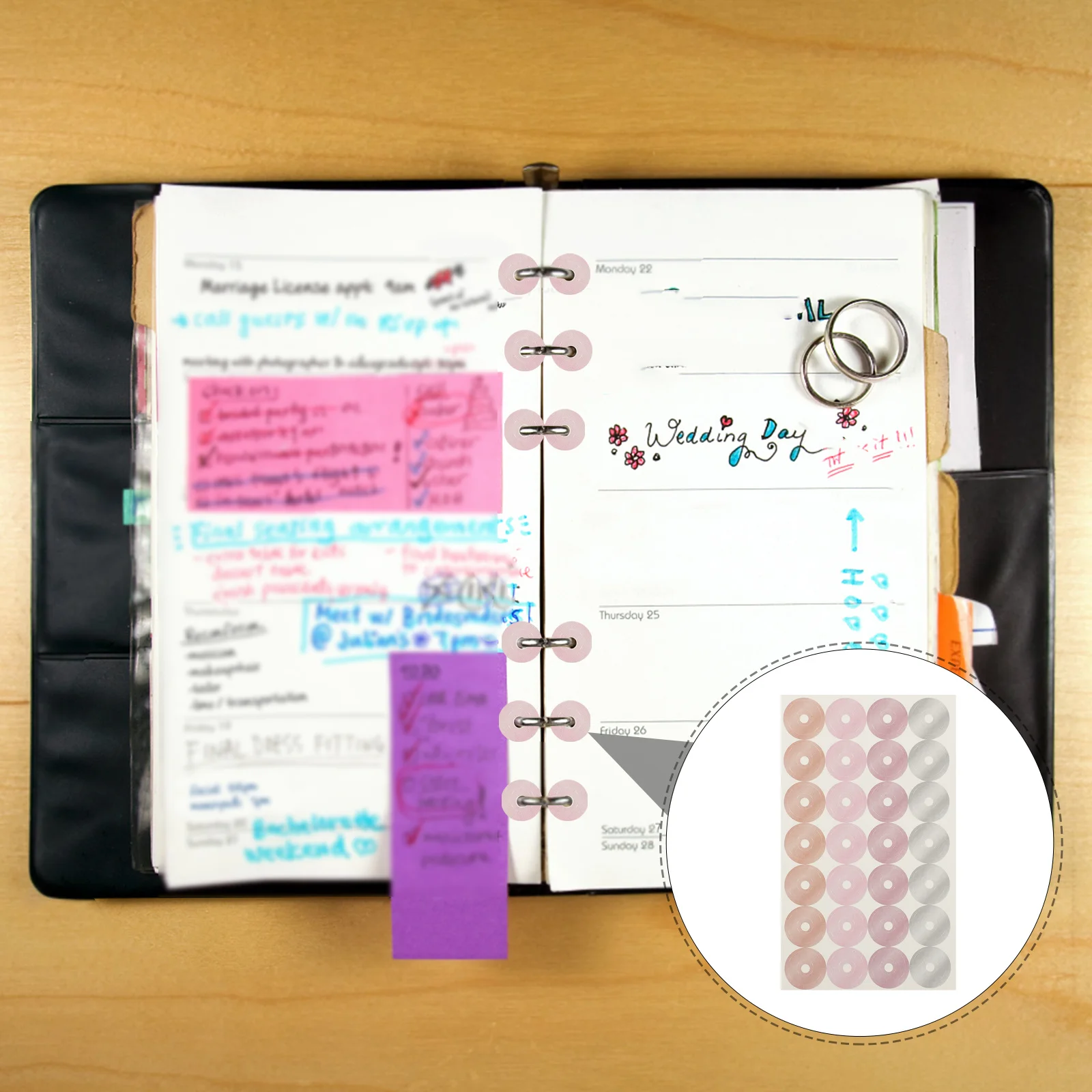 

16 Sheets Paper Hole Reinforcement Stickers Strong Adhesive Hole Punch Reinforcements for Binder Pages Handbooks Craft Journals