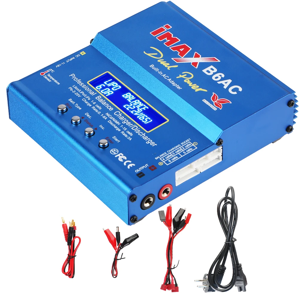 Imax B6AC DC10-20V 6A RC Balance Charger For Li-ion LiFe Nimh Nicd PB Lipo Battery 80W Intelligent Battery Discharger 3 Adapters