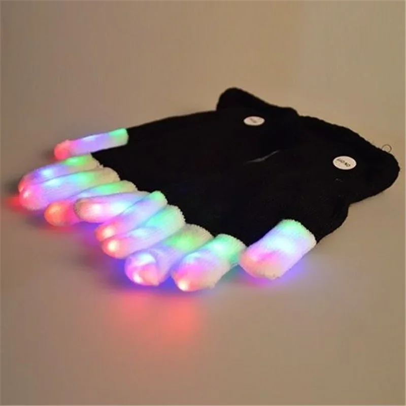 UltraKey 1 pc Fashion hip hop party LED Rave Flashing Gloves Glow 7 Mode Light Up Finger Tip Lighting Black NEW holiday