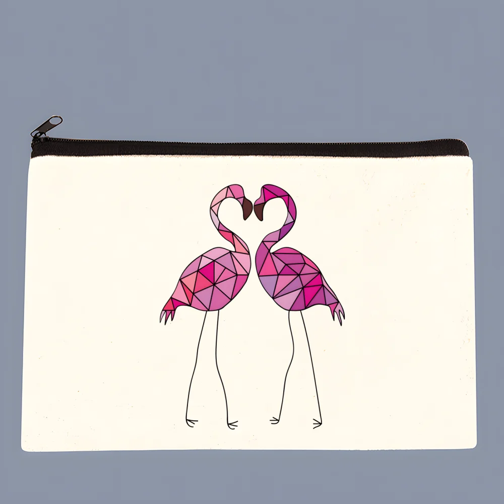

Модная косметичка Flamingo, дорожная сумка для хранения, холщовая сумка с принтом и надписью, кошелек для мелочи, органайзер для мелких предметов, праздничный подарок
