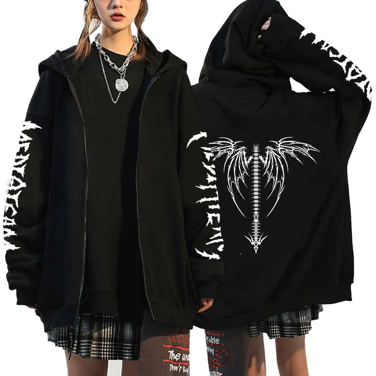 

Zip Hoodie Rhinestone skeleton goth Sweatshirt Sport Coat Pullover Gothic Long Sleeve Oversized hoodie Y2k jacket Men's hoodies